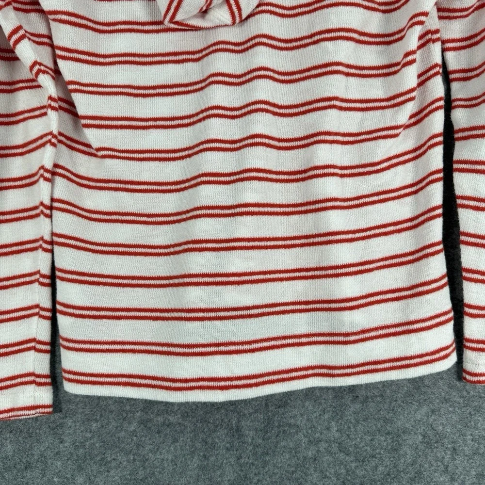 J Crew Sweater Womens XS Long Sleeve Terry Cloth Red Stripe Nautical Preppy Hood